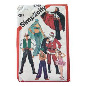 80s Simplicity 5742 Costume Pattern Size 2-4 Santa Harem Pirate Ballet UNCUT